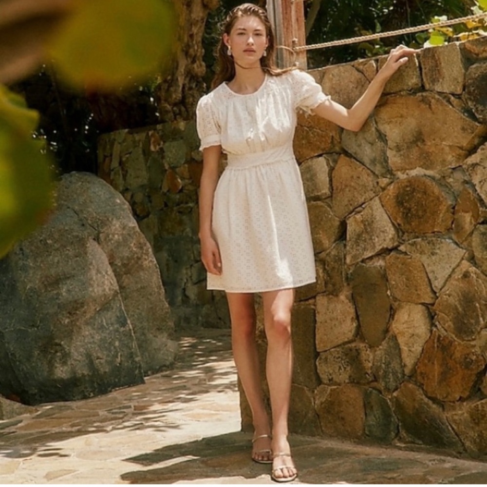 J. Crew Cream Eyelet Mini Dress